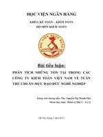 Tài liệu Tiểu Luận: PHÂN TÍCH NHỮNG TỒN TẠI TRONG CÁC CÔNG TY KIỂM TOÁN VIỆT NAM VỀ TUÂN THỦ CHUẨN MỰC ĐẠO ĐỨC NGHỀ NGHIỆP ppt