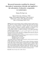 Nghiên cứu biến tính bentonit bằng dimetyl dioctadecyl amoni clorua và ứng dụng để hấp phụ các hợp chất phenol trong nước bị ô nhiễm