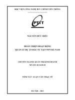 Hoàn thiện hoạt động quản lý dự án đầu tư tại VNPT hà nam