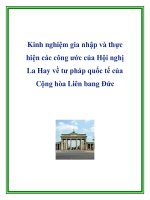 Tài liệu Kinh nghiệm gia nhập và thực hiện các công ước của Hội nghị La Hay về tư pháp quốc tế của Cộng hòa Liên bang Đức pptx