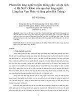 Phát triển làng nghề truyền thống gắn với du lịch ở hà nội (khảo cứu qua hai làng nghề làng lụa vạn phúc và làng gốm bát tràng)