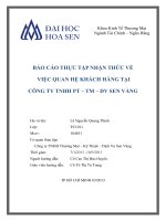 Báo cáo thực tập nhận thức Việc quan hệ khách hàng tại Công ty TNHH PT - TM - DV Sen Vàng