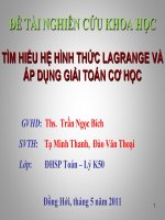 tìm hiểu hệ hình thức lagrange và áp dụng giải toán cơ học