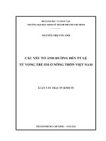 Các yếu tố ảnh hưởng tới tình trạng tử vong trẻ em ở nông thôn Việt Nam