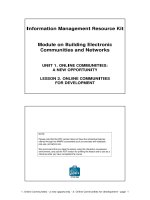 Tài liệu UNIT 1. ONLINE COMMUNITIES: A NEW OPPORTUNITY LESSON 2. ONLINE COMMUNITIES FOR DEVELOPMENTNOTE ppt