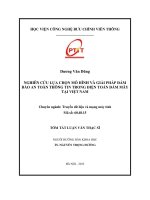 Nghiên cứu lựa chọn mô hình và giải pháp đảm bảo an toàn thông tin trong điện toán đám mây tại việt nam