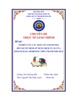 nghiên cứu các nhân tố ảnh hưởng đến quyết định sử dụng dịch vụ 3g của khách hàng mobifone trên thành phố huế