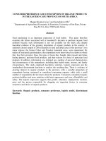 Tài liệu CONSUMER PREFERENCE AND CONSUMPTION OF ORGANIC PRODUCTS IN THE EASTERN CAPE PROVINCE OF SOUTH AFRICA docx