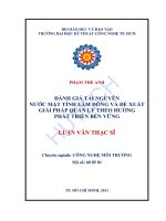 đánh giá tài nguyên nước mặt tỉnh lâm đồng và đề xuất giải pháp quản lý theo hướng phát triển bền vững