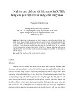 Nghiên cứu chế tạo vật liệu nano zno, tio2 dùng cho pin mặt trời sử dụng chất nhạy màu