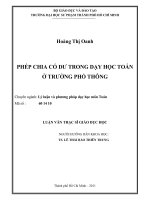 phép chia có dư trong dạy học toán ở trường phổ thông