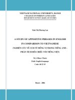 NGHIÊN cứu về cụm từ ĐỒNG vị TRONG TIẾNG ANH – PHÂN TÍCH đối CHIẾU với TIẾNG VIỆT