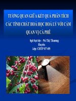 tương quan giữa kết quả phân tích các tính chất hoá học hoá lý với cảm quan vị cà phê