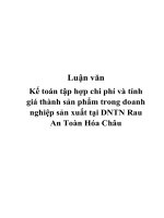 Kế toán tập hợp chi phí và tính giá thành sản phẩm trong doanh nghiệp sản xuất tại DNTN Rau An Toàn Hóa Châu.