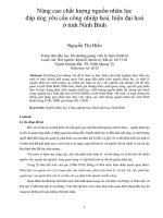 Nâng cao chất lượng nguồn nhân lực đáp ứng yêu cầu công nhiệp hoá, hiện đại hoá ở tỉnh ninh bình