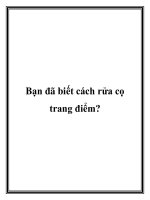 Tài liệu Bạn đã biết cách rửa cọ trang điểm? doc