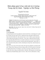 Biện pháp quản lý học sinh nội trú ở trường trung cấp kỹ thuật   nghiệp vụ hải phòng