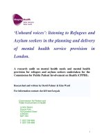 Tài liệu ‘Unheard voices’: listening to Refugees and Asylum seekers in the planning and delivery of mental health service provision in London. pptx