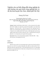 Nghiên cứu sự biến động đất nông nghiệp do ảnh hưởng của quá trình công nghiệp hóa và đô thị hóa huyện sóc sơn, thành phố hà nội