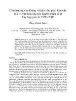 Chủ trương của đảng về bảo tồn, phát huy các giá trị văn hóa các tộc người thiểu số ở tây nguyên từ 1996 2006