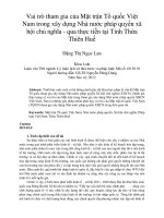 Vai trò tham gia của mặt trận tổ quốc việt nam trong xây dựng nhà nước pháp quyền xã hội chủ nghĩa   qua thực tiễn tại tỉnh thừa thiên huế