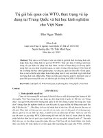 Trị giá hải quan của WTO, thực trạng và áp dụng tại trung quốc và bài học kinh nghiệm cho việt nam