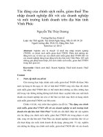 Tác động của chính sách miễn, giảm thuế thu nhập doanh nghiệp đối với các doanh nghiệp và môi trường kinh doanh trên địa bàn tỉnh vĩnh phúc