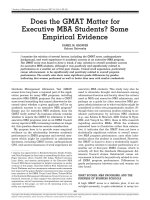 Tài liệu Does the GMAT Matter for Executive MBA Students? Some Empirical Evidence pptx