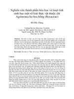 Nghiên cứu thành phần hóa học và hoạt tính sinh học một số loài thực vật thuộc chi agrimonia họ hoa hồng (rosaceae)