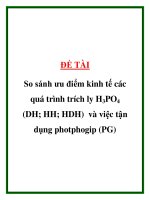 So sánh ưu điểm kinh tế các quá trình trích ly H3PO4 (DH; HH; HDH) và việc tận dụng photphogip (PG).