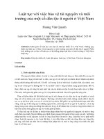 Luật tục với việc bảo vệ tài nguyên và môi trường của một số dân tộc ít người ở việt nam