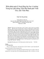 Biện pháp quản lý hoạt động dạy học ở trường trung học phổ thông trần phú thành phố vĩnh yên, tỉnh vĩnh phúc