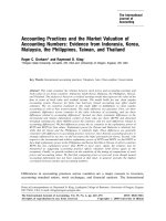 Tài liệu Accounting Practices and the Market Valuation of Accounting Numbers: Evidence from Indonesia, Korea, Malaysia, the Philippines, Taiwan, and Thailand doc