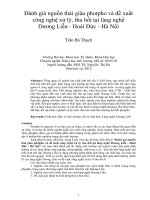 Đánh giá nguồn thải giàu photpho và đề xuất công nghệ xử lý, thu hồi tại làng nghề dương liễu   hoài đức   hà nội