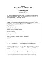 Tài liệu C++ Lab 4 Review, Summary & Building Skill Dr. John Abraham Professor, UTPA docx