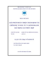 Giải pháp hoàn thiệm thẩm định tài chính dự án đầu tư và kinh doanh bất động sản phức hợp