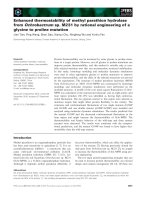 Tài liệu Báo cáo khoa học: Enhanced thermostability of methyl parathion hydrolase from Ochrobactrum sp. M231 by rational engineering of a glycine to proline mutation pdf