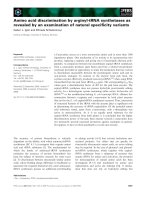 Tài liệu Báo cáo khoa học: Amino acid discrimination by arginyl-tRNA synthetases as revealed by an examination of natural speciﬁcity variants doc