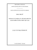 Đánh giá tác động của tín dụng đối với giảm nghèo ở nông thôn Việt Nam