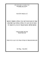 HOÀN THIỆN CÔNG TÁC KẾ TOÁN QUẢN TRỊ CHI PHÍ TẠI TỔNG CÔNG TY SẢN XUẤT ĐẦU TU DỊCH VỤ XUẤT NHẬP KHẨU BÌNH ĐỊNH