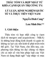 Tài liệu THÂU TÓM VÀ HỢP NHẤT TỪ KHÍA CẠNH QUẢN TRỊ CÔNG TY: LÝ LUẬN, KINH NGHIỆM doc