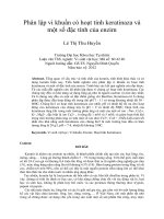 Phân lập vi khuẩn có hoạt tính keratinaza và một số đặc tính của enzim