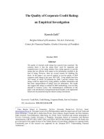 Tài liệu The Quality of Corporate Credit Rating: an Empirical Investigation docx