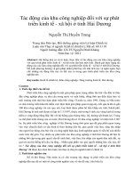 Tác động của khu công nghiệp đối với sự phát triển kinh tế   xã hội ở tỉnh hải dương