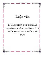 nghiên cứu đề xuất phương án tăng cường xử lý nước ở nhà máy nước thủ đức