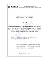 Giải pháp nâng cao chất lượng tín dụng tại NH Nông nghiệp & PTNT chi nhánh Tây SG