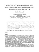 Nghiêu cứu xác định cloramphenicol trong dược phẩm bằng phương pháp von ampe sử dụng điện cực giọt thủy ngân treo