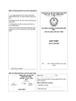 Tài liệu Mẫu 1đ: Giấy phép Dịch vụ nổ mìn (mặt ngoài) docx