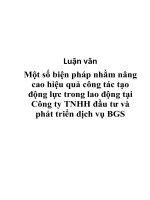 Một số biện pháp nhằm nâng cao hiệu quả công tác tạo động lực trong lao động tại Công ty TNHH đầu tư và phát triển dịch vụ BGS