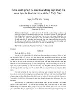 Khía cạnh pháp lý của hoạt động sáp nhập và mua lại các tổ chức tài chính ở việt nam